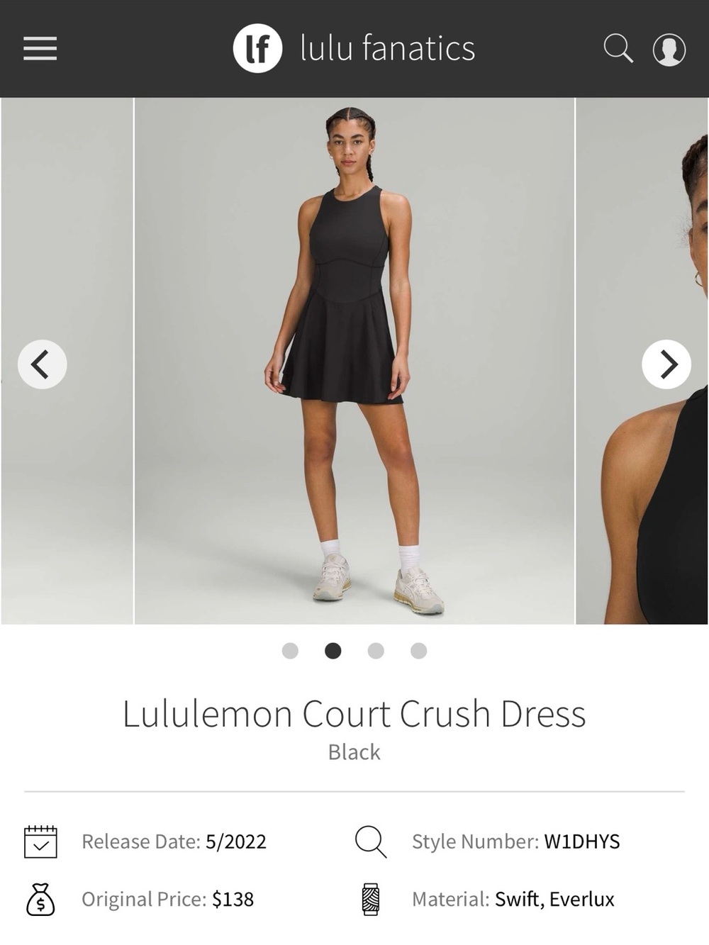 Lululemon Dress  - Black - size 12 NWOT
